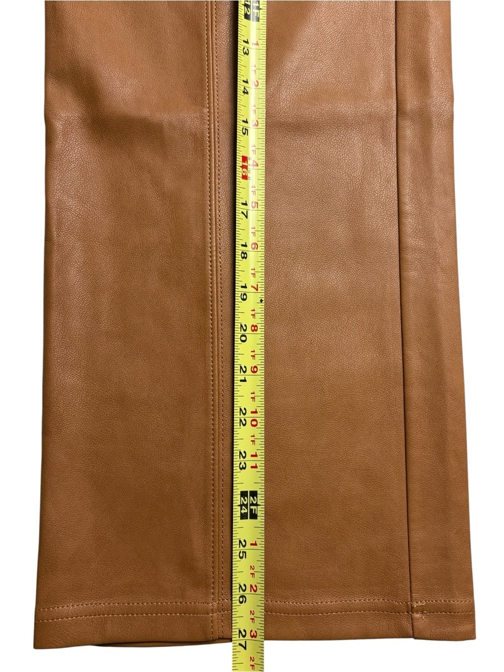 7 For All Mankind Faux Leather Wide Leg Cropped Pants Camel Size S *Read - Picture 9 of 12